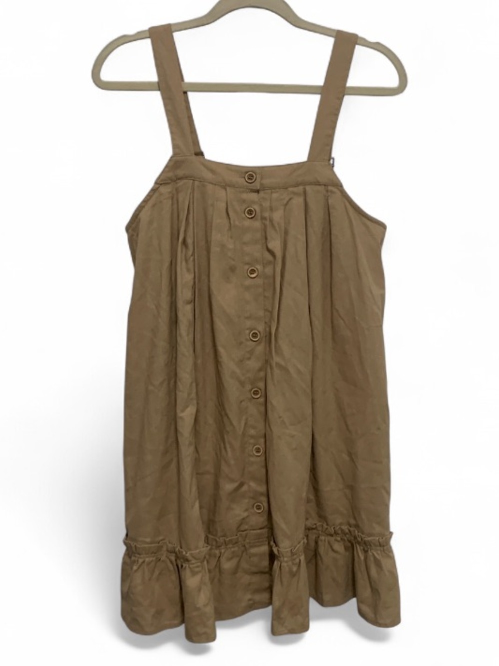 NWT New In Tan Button-Front Sundress with Ruffle Hem